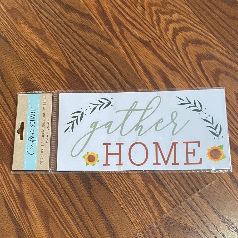 Crafters Square Paper Craft RubOn Transfer Stickers Decals Gather Home Love 2 Pc